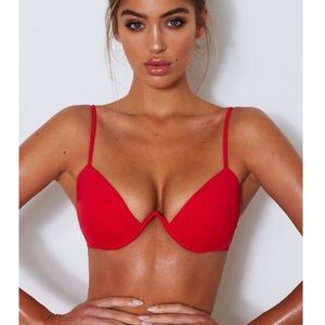 BNWT White Fox Catalina Bikini Top M Red